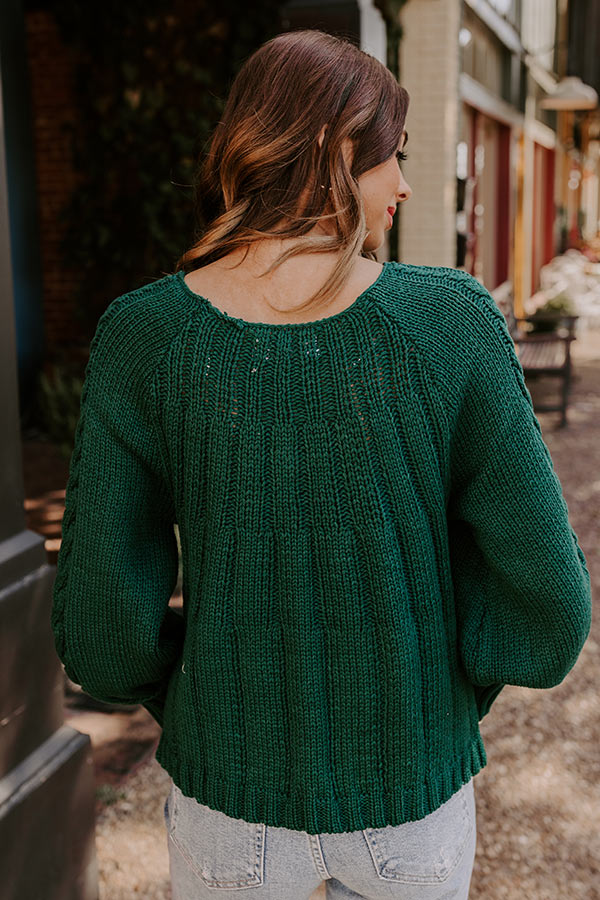 Cabin Parkway Cable Knit Sweater in Hunter Green