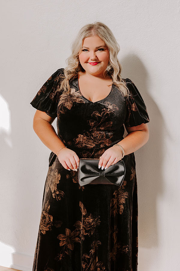 Maple and Mahogany Floral Velvet Midi Curves