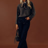 Cafe Social Knit Sweater Top in Charcoal Image - 1
