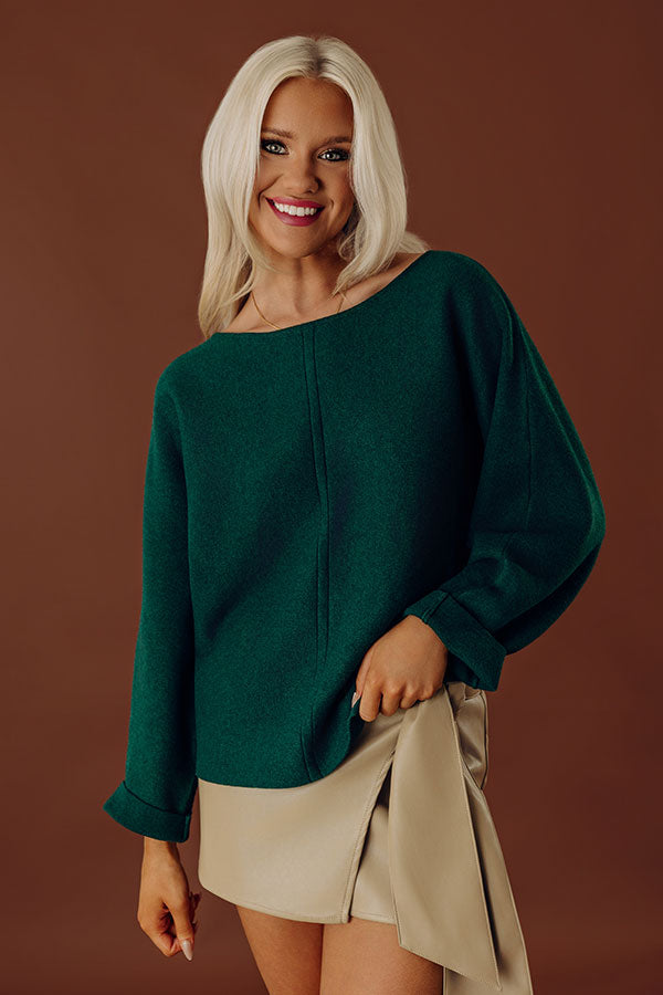 Cafe Social Knit Sweater Top in Hunter Green Image - 2