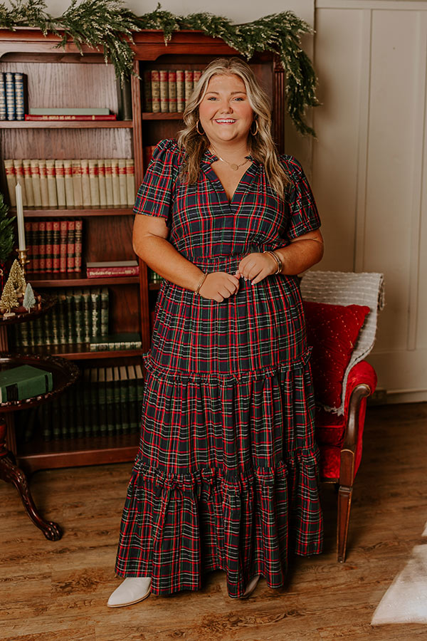 Polished Perfection Plaid Maxi Dress in Navy Curves Polished Perfection Plaid Maxi Dress in Navy Curves