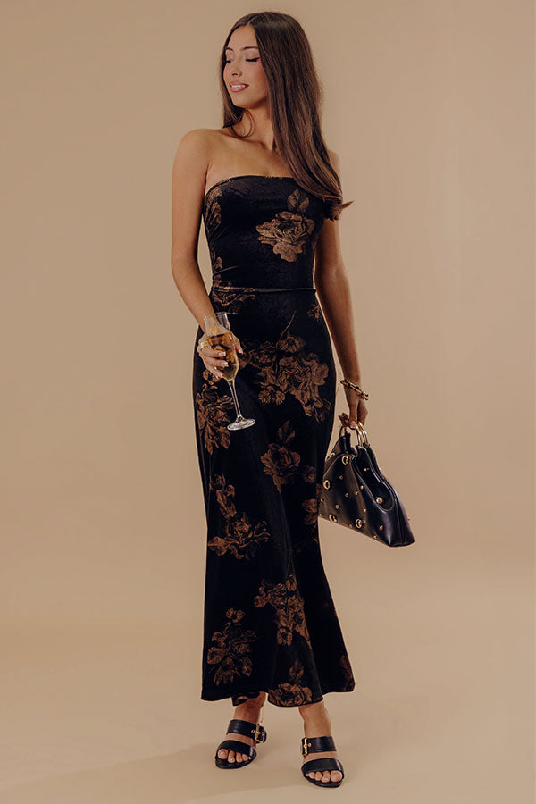 Charmed Moments Velvet Floral Maxi Dress Image - 2