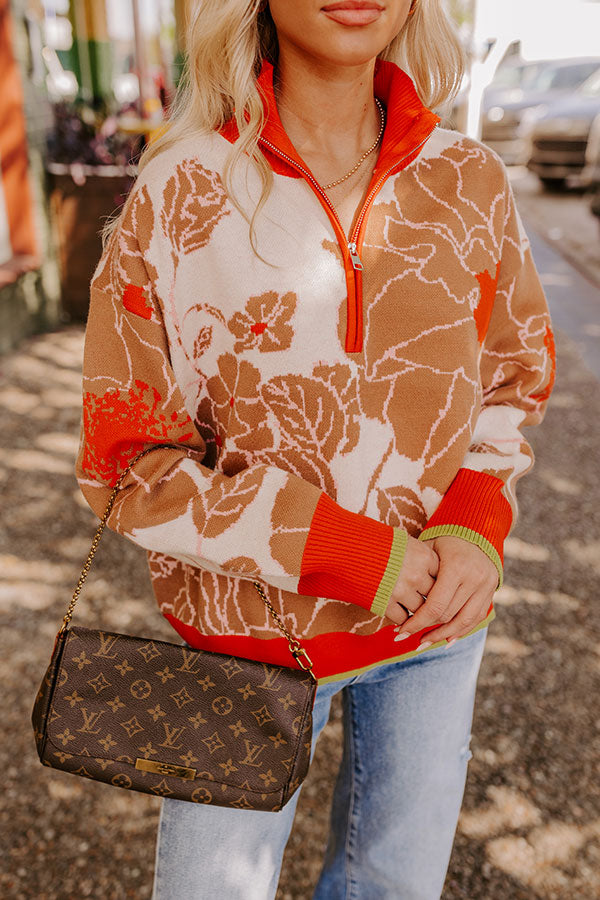 Cider And Sunsets Floral Sweater in Orange