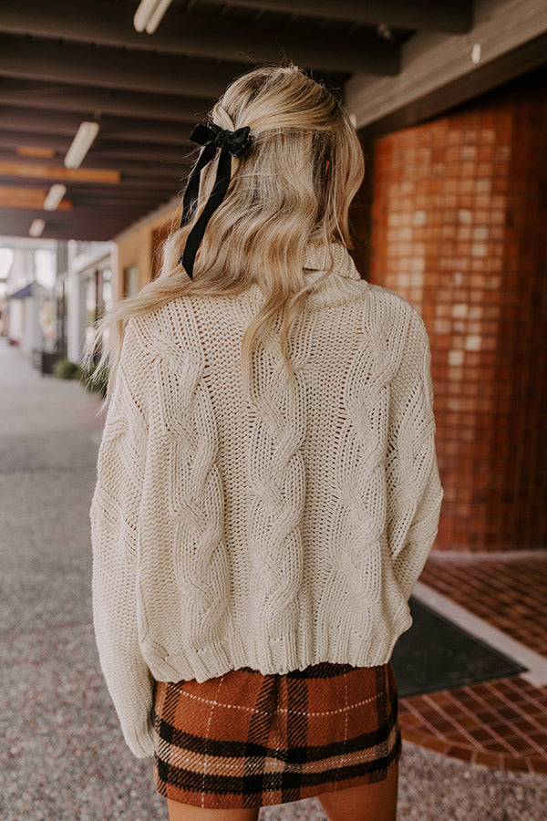 Snow Capped Mountains Cable Knit Sweater