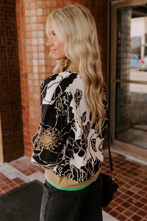 Cider And Sunsets Floral Sweater in Black