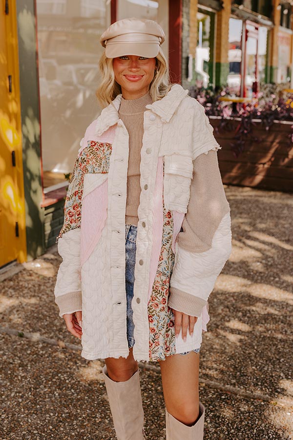 Cozy Mindset Color Block Jacket in Ivory