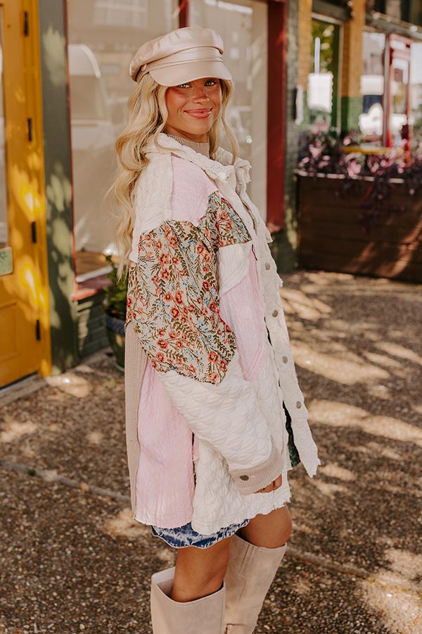 Cozy Mindset Color Block Jacket in Ivory