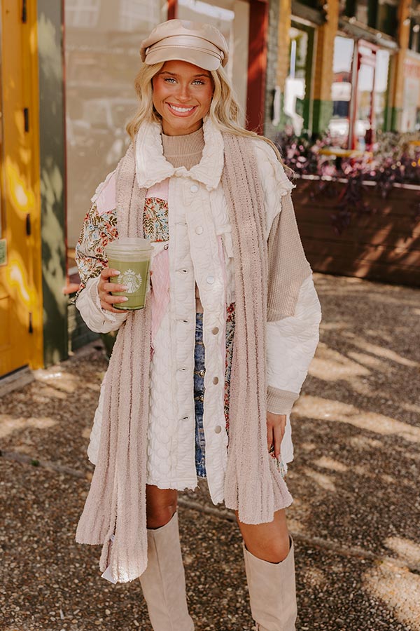 Cozy Mindset Color Block Jacket in Ivory