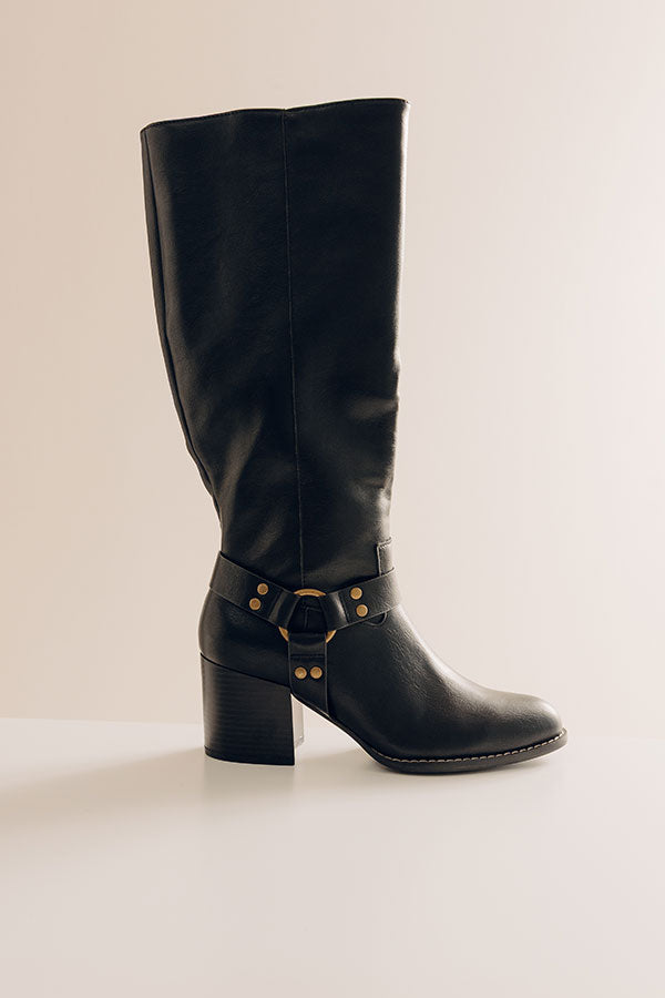 The Elliana Faux Leather Knee High Boot In Black Image - 3