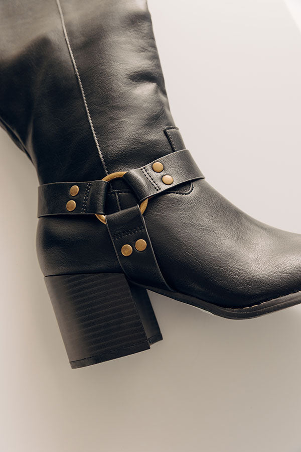 The Elliana Faux Leather Knee High Boot In Black Image - 2