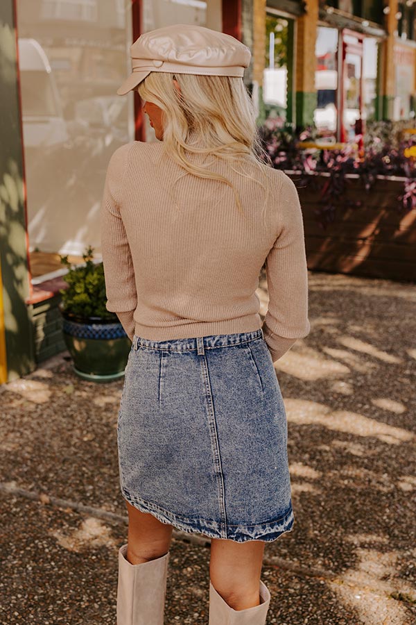 Crisp Mornings Ribbed Top in Warm Taupe   