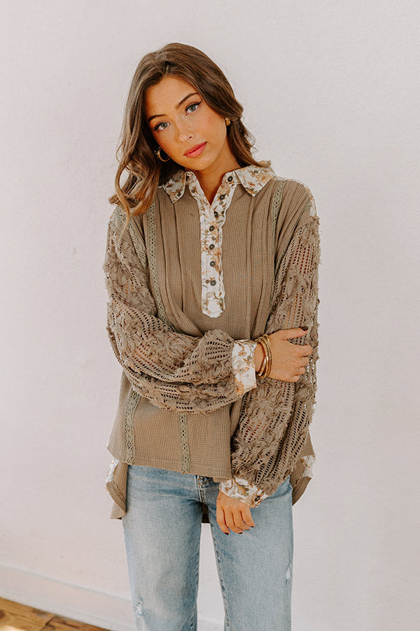 Small Town Cafe Waffle Knit Top