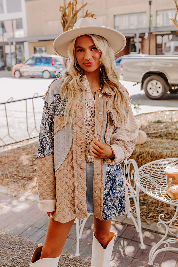 Cozy Mindset Color Block Jacket in Warm Taupe