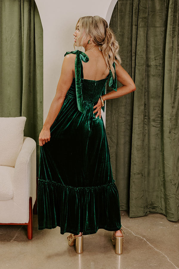 Cranberry Martini Velvet Midi in Hunter Green