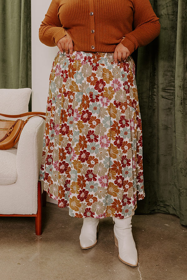 Balcony Brunch High Waist Floral Skirt Curves