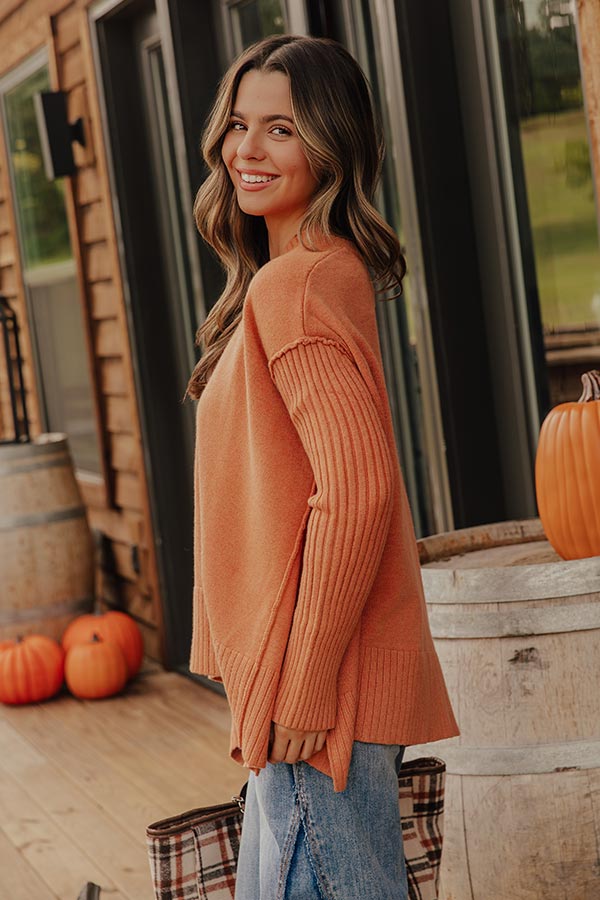 Falling Leaves Knit Sweater in Light Rust Image - 2