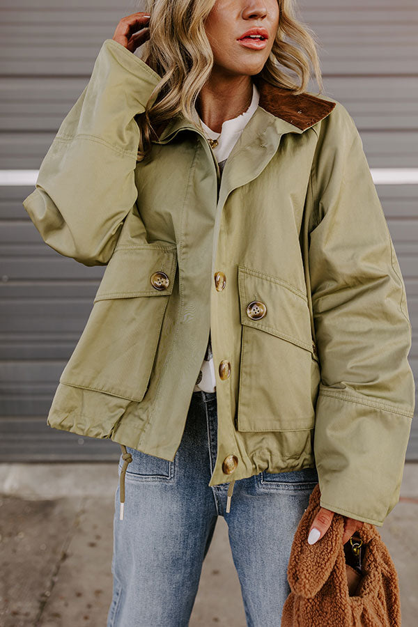 Crisp Mornings Cargo Jacket in Sage