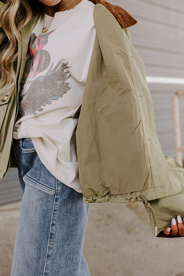 Crisp Mornings Cargo Jacket in Sage