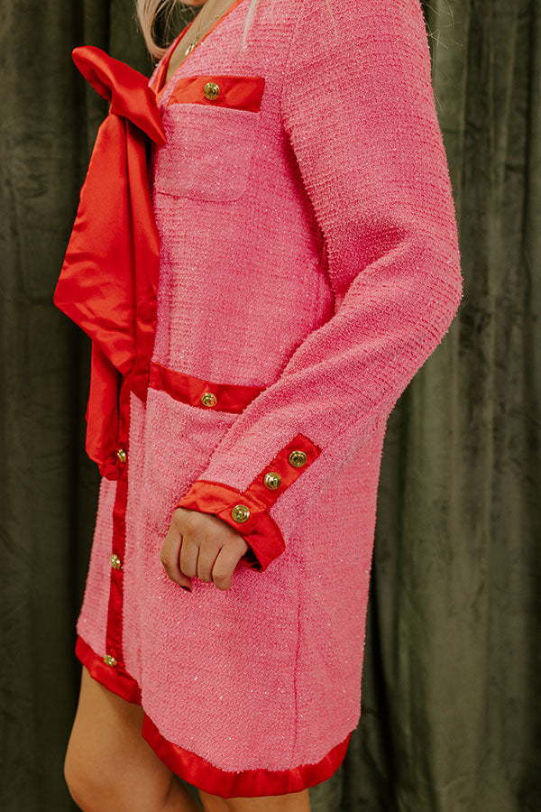 pink tweed blazer dress Tweed Cropped Blazer and Ruffle Mini Dress Set 49850