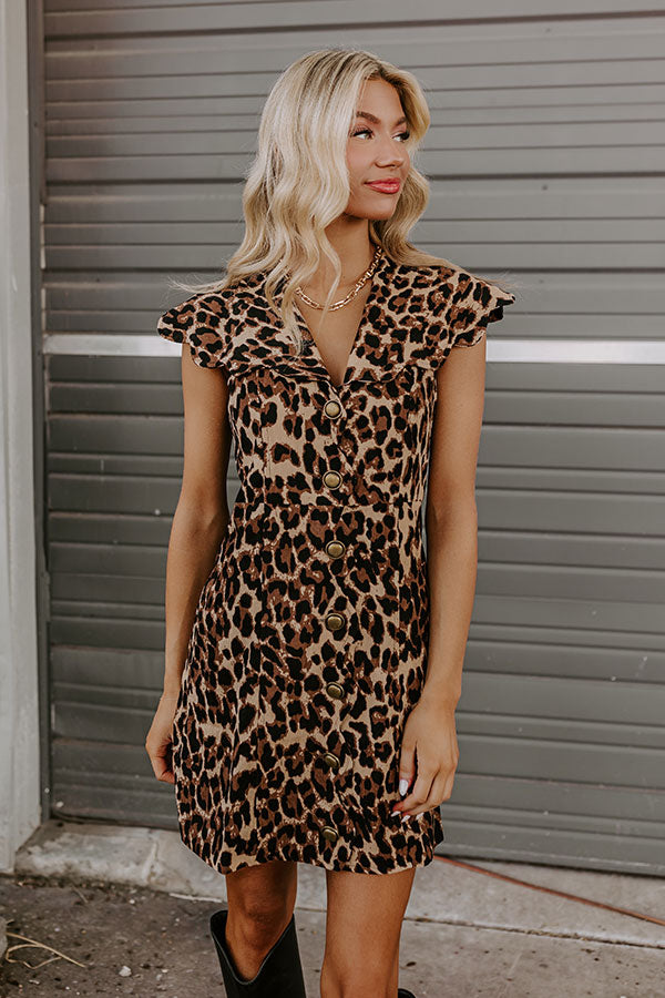 Falling In Love Leopard Mini Dress L / brown Falling In Love Leopard Mini Dress L / brown