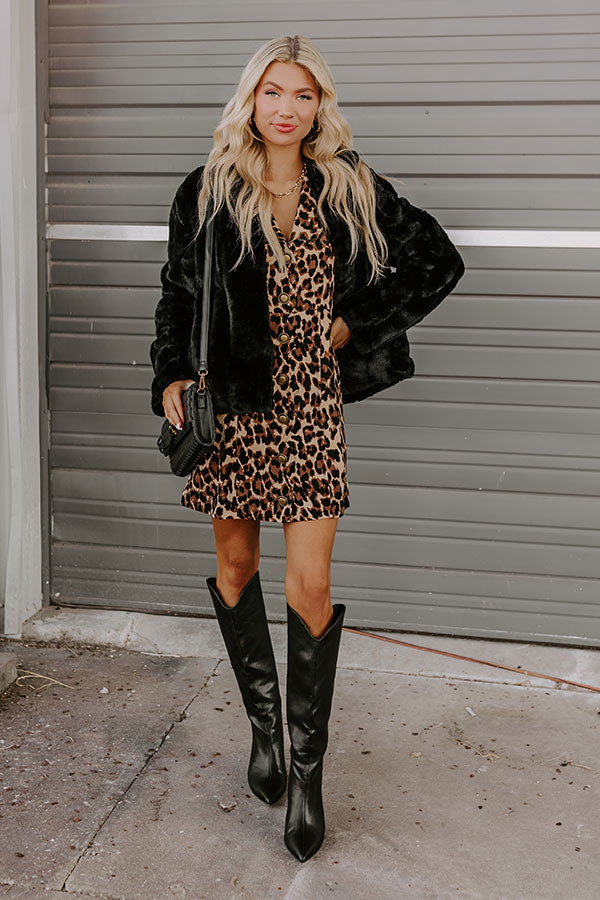 Falling In Love Leopard Mini Dress M / brown Falling In Love Leopard Mini Dress M / brown