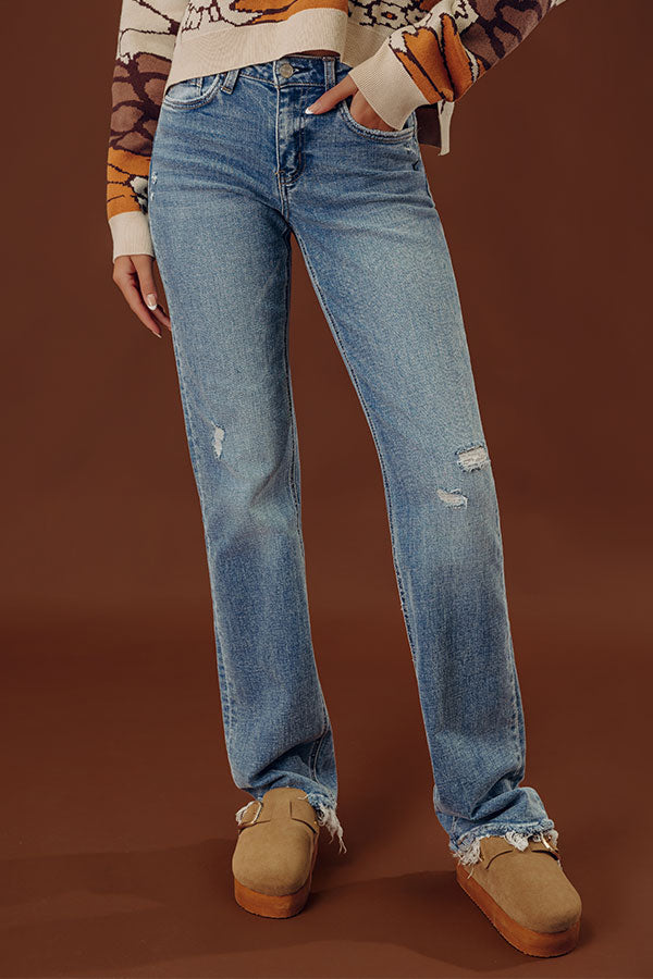 LOVERVET Wrenlee Midrise Distressed Straight Leg Jean Image - 2