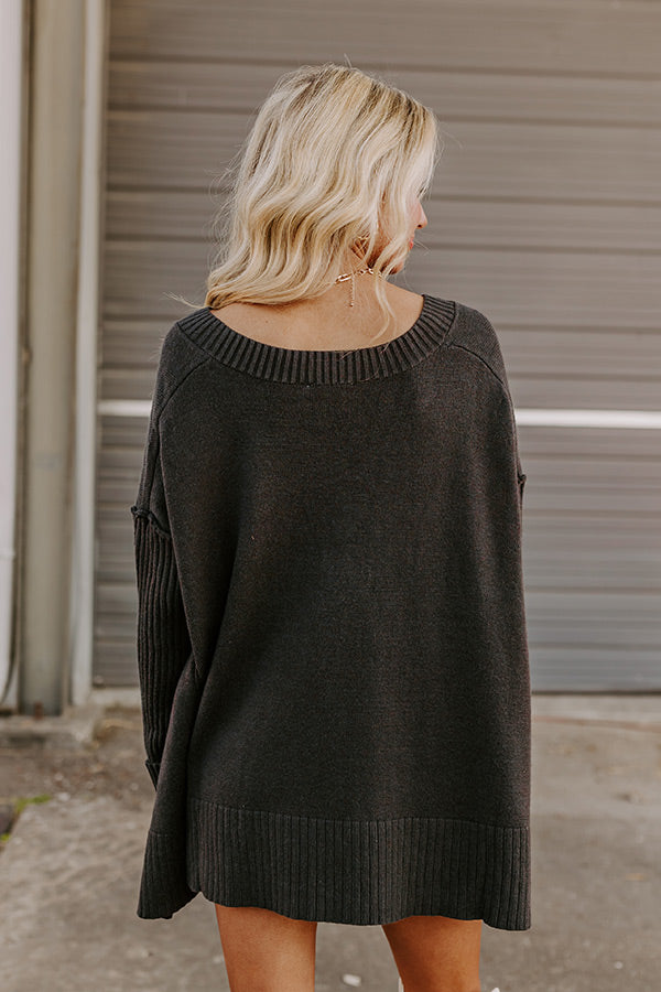 Falling Leaves Knit Sweater in Black