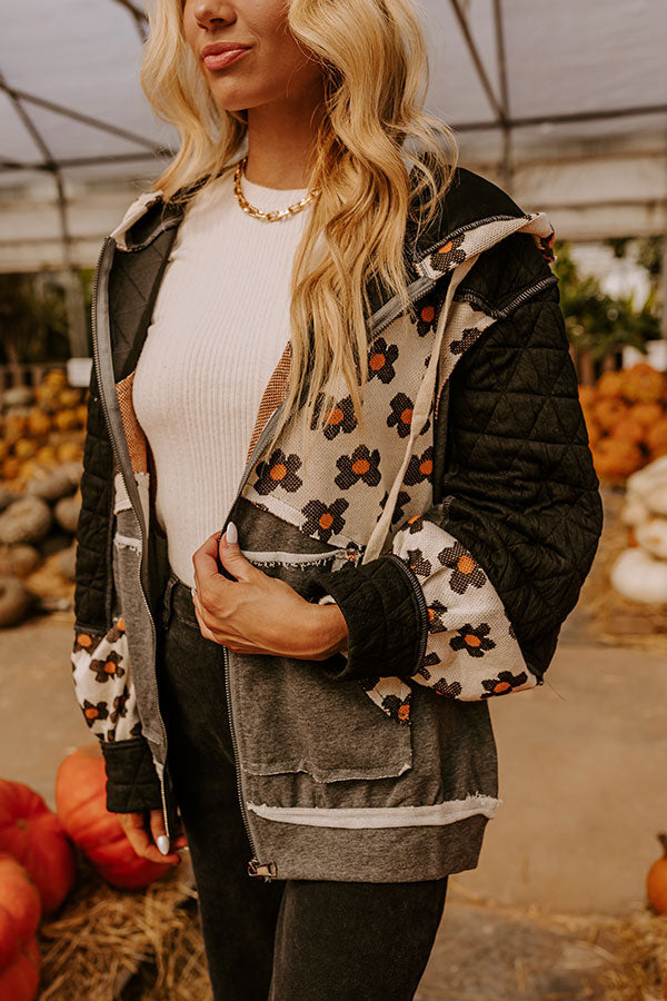 Falling For Autumn Quilted Sweater in Black