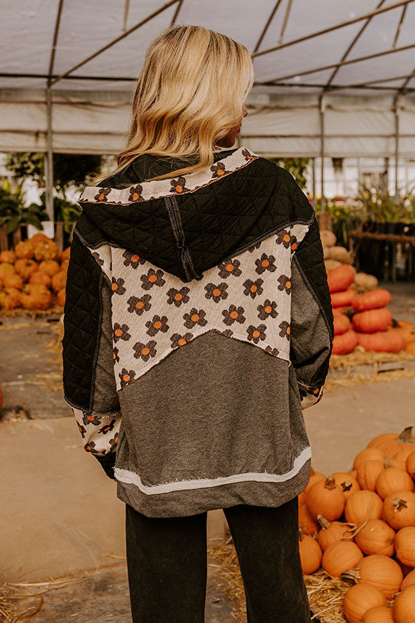 Falling For Autumn Quilted Sweater in Black