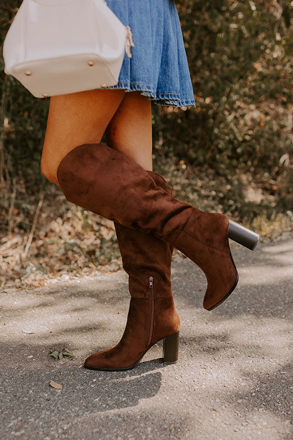 The Aria Faux Suede Knee High Boot in Chocolate