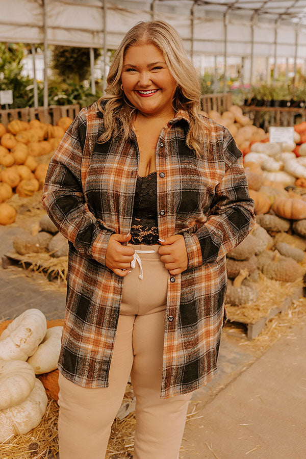 Peppermint Kisses Flannel Tunic Dress In Black Curves