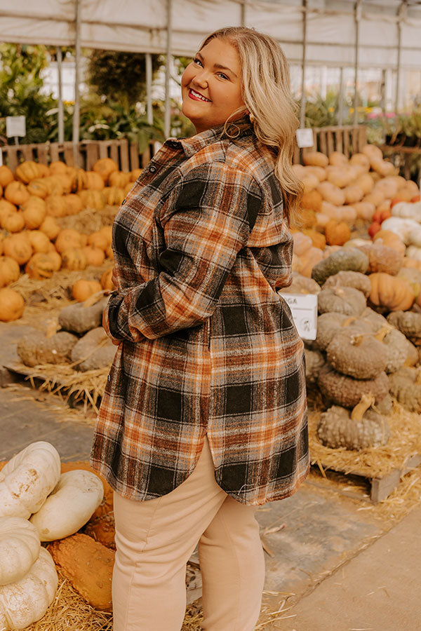 Peppermint Kisses Flannel Tunic Dress In Black Curves   