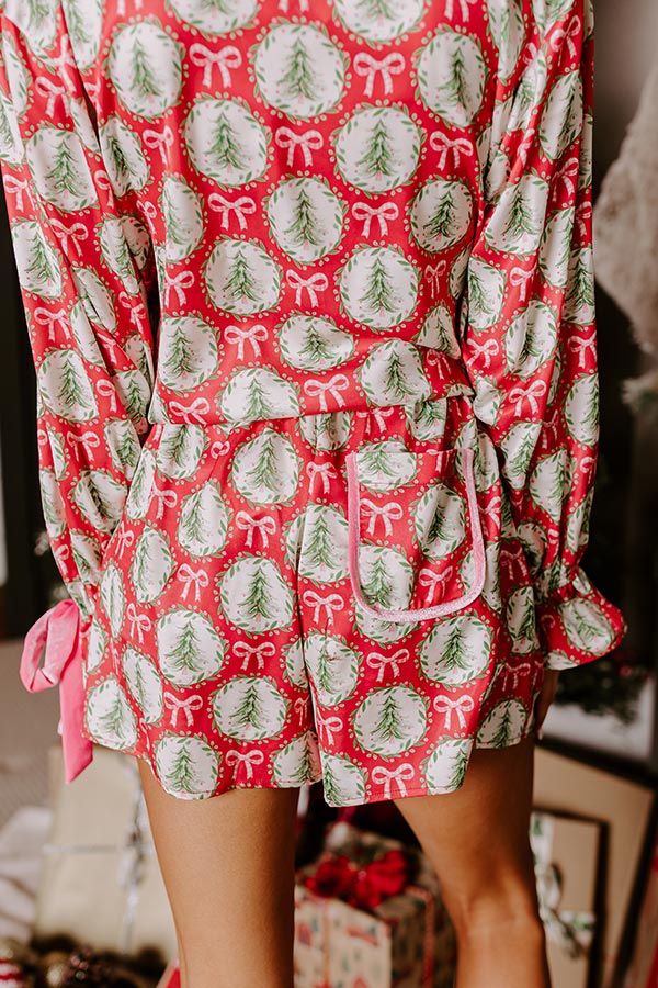 Christmas Dreaming Satin Pajama Shorts in Red