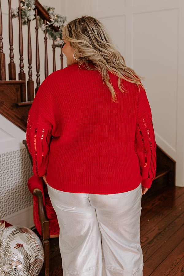 Holiday Fun Sequin Sweater in Red Curves