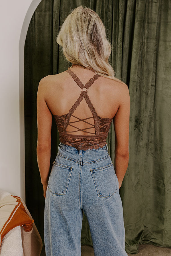 The Juliette Racerback Lace Bralette in Chocolate