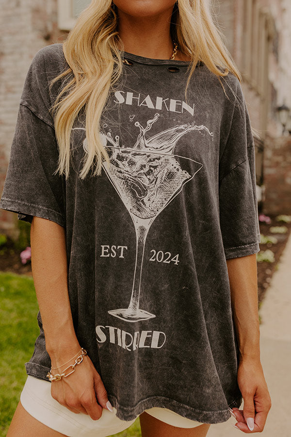 Shaken And Stirred Distressed Martini Graphic Tee Image - 4