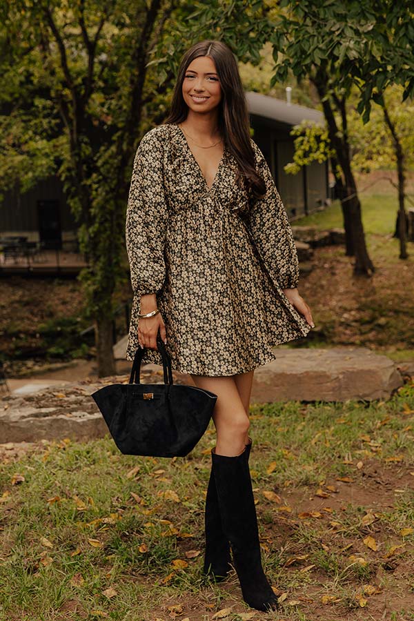 Candlelit Dinner Floral Jacquard Mini Dress Image - 1