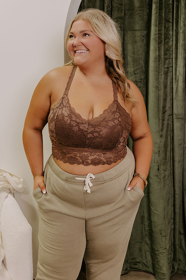 The Juliette Racerback Lace Bralette in Chocolate Curves