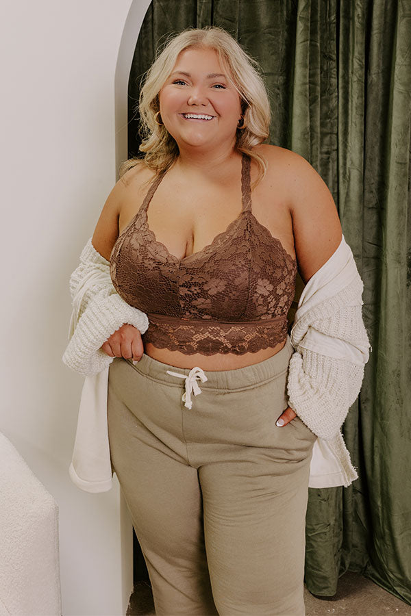 The Juliette Racerback Lace Bralette in Chocolate Curves