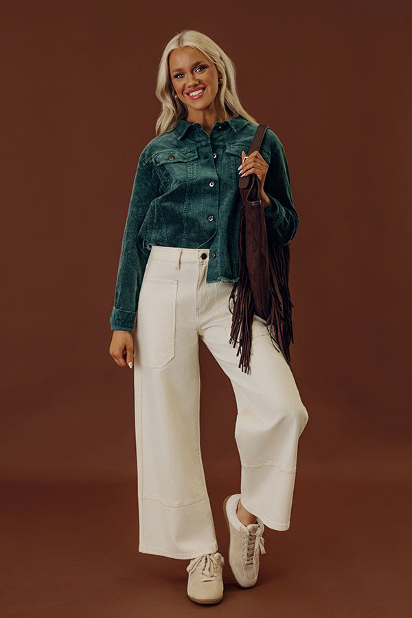 Hayride Honey Corduroy Jacket in Hunter Green Image - 1