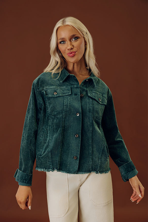 Hayride Honey Corduroy Jacket in Hunter Green Image - 2