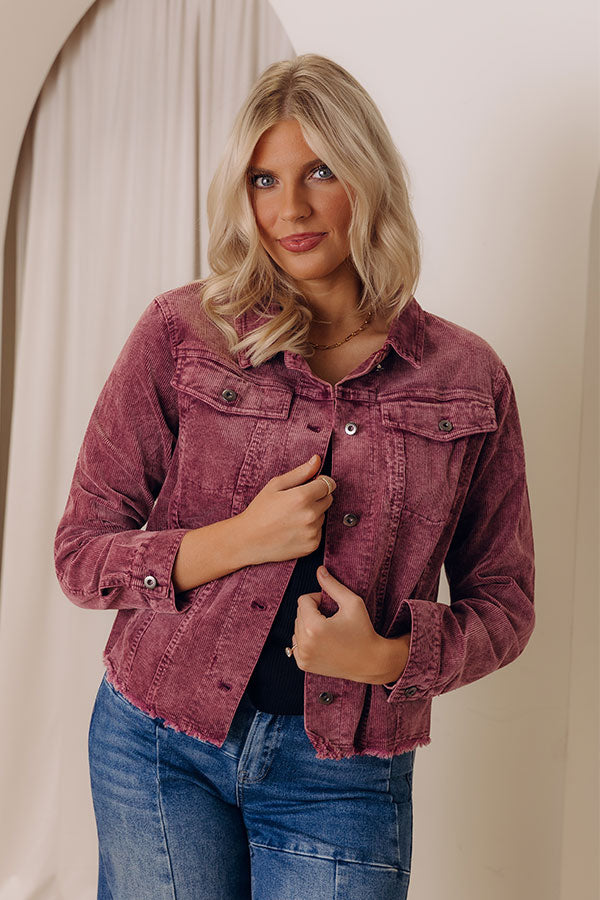 Hayride Honey Corduroy Jacket in Maroon Image - 2