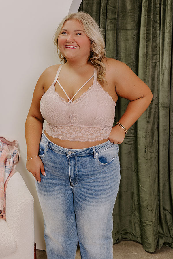 The Luna Longline Lace Bralette in Dusty Blush Curves