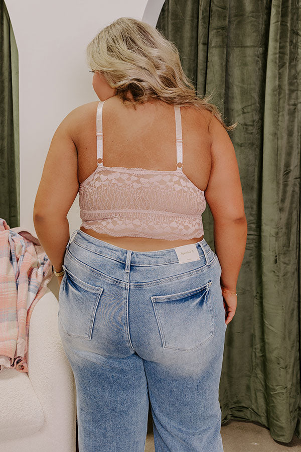 The Luna Longline Lace Bralette in Dusty Blush Curves