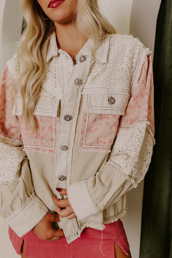 Boho Vibes Lightweight Chambray Jacket in Beige