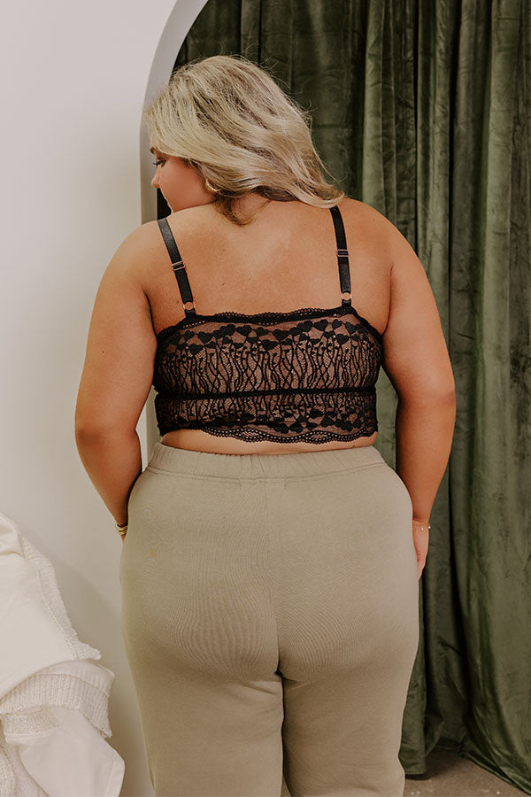 The Luna Longline Lace Bralette in Black Curves