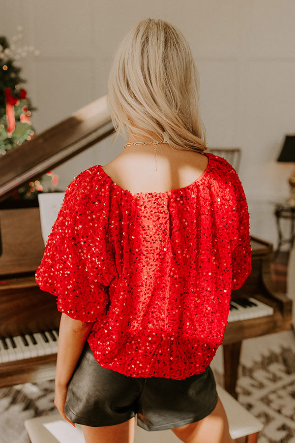 Cranberry Spritzer Sequin Velvet Top