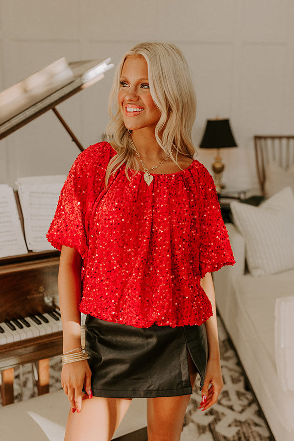 Cranberry Spritzer Sequin Velvet Top