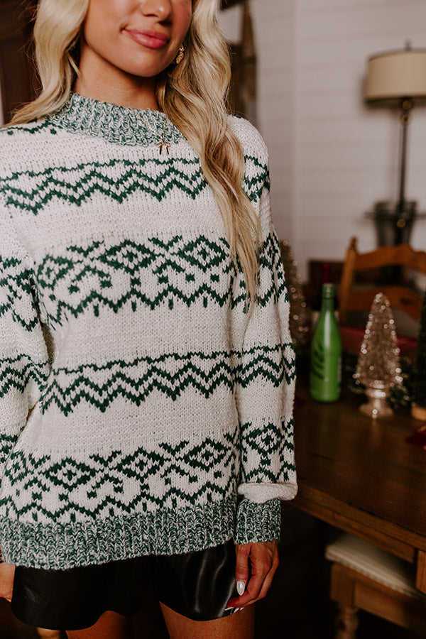 Whispering Pines Knit Sweater in Hunter Green