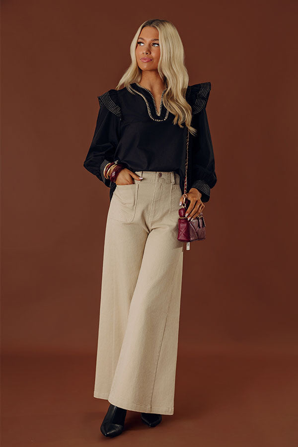 Chic Moment Ruffle Top in Black Image - 1